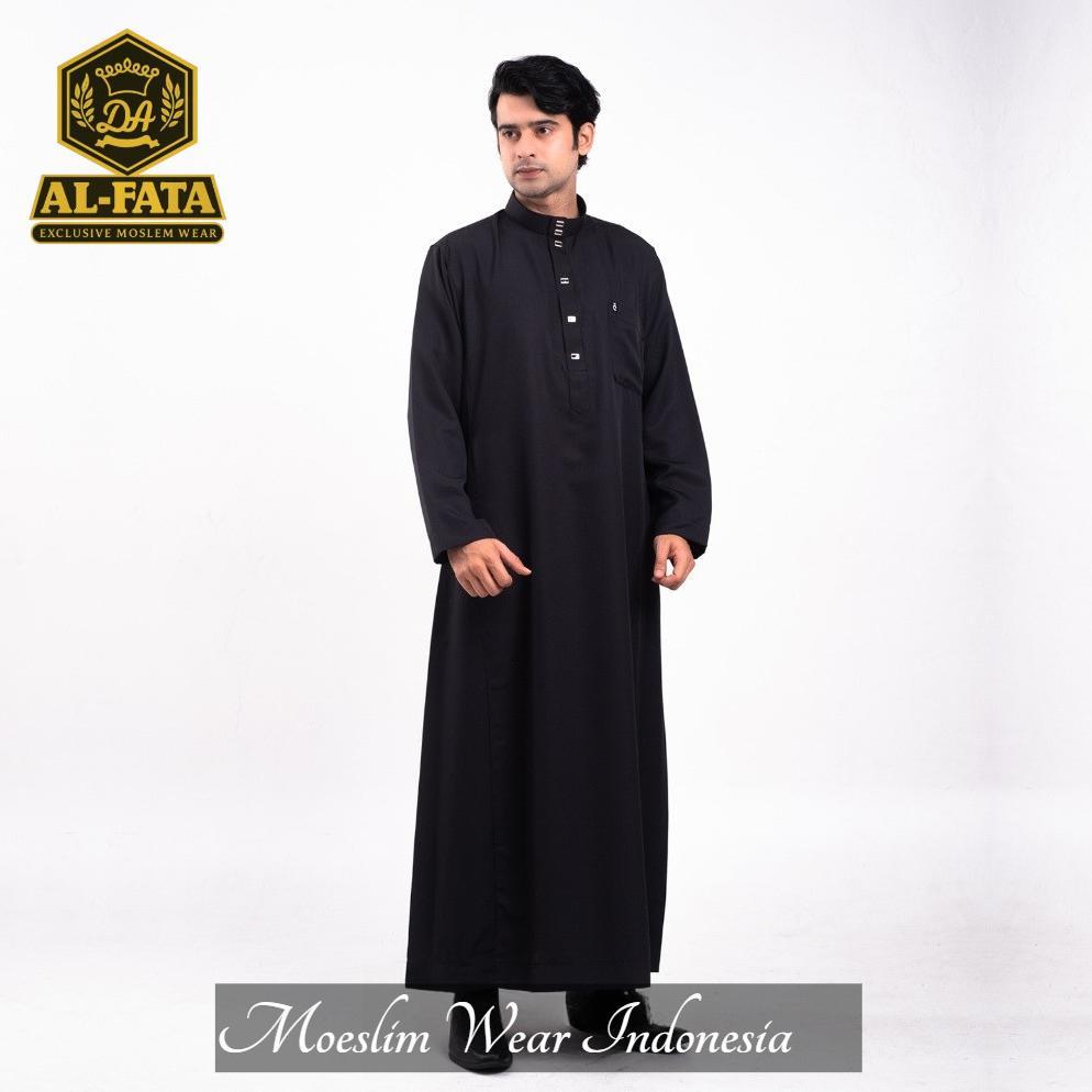new product alfatta | baju jubah saudi pria lengan panjang polos non-manset type kancing snap premiu