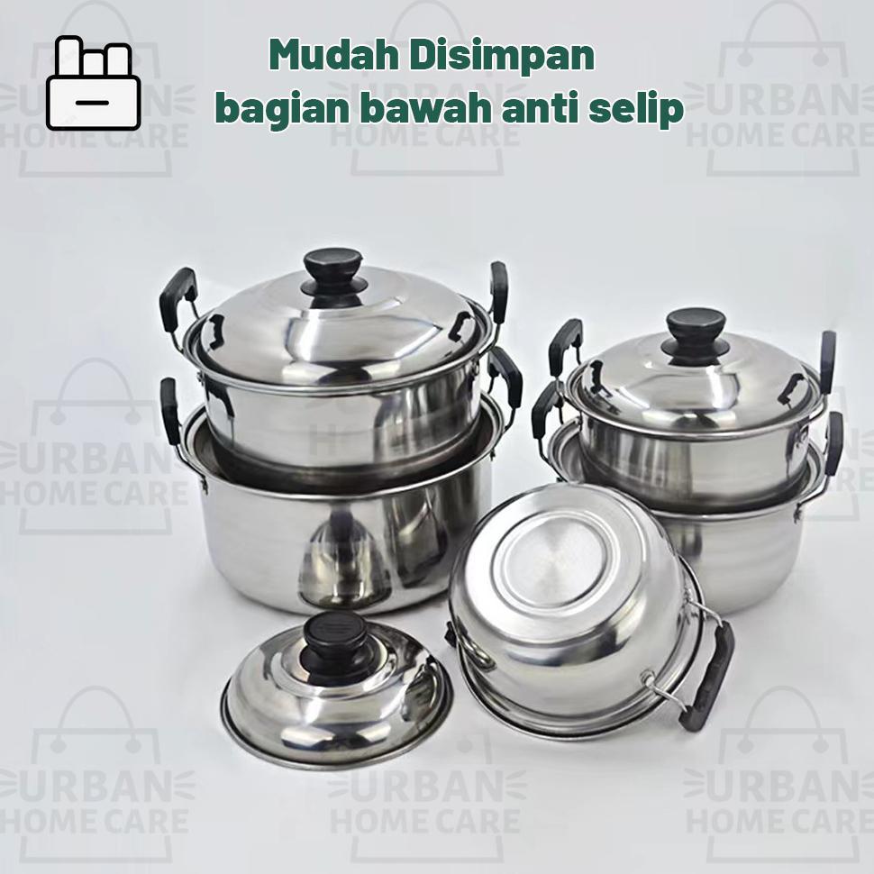 hot product urban panci set kingko 555 stainless isi 5 set + steamer/panci steamer /panci sop soup d