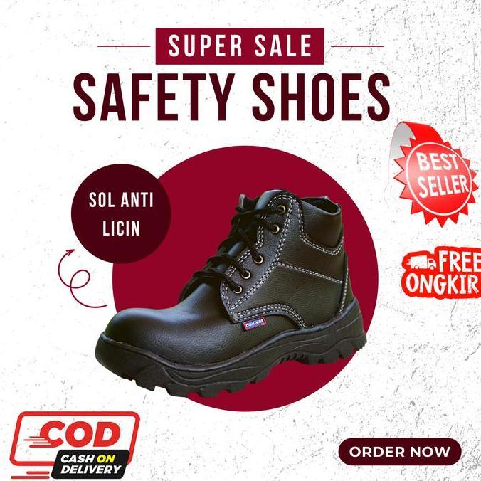 Lapakkibo - sepatu safety King Edmundo Ujung Besi sol karet tidak licin model sporty harga terjangka