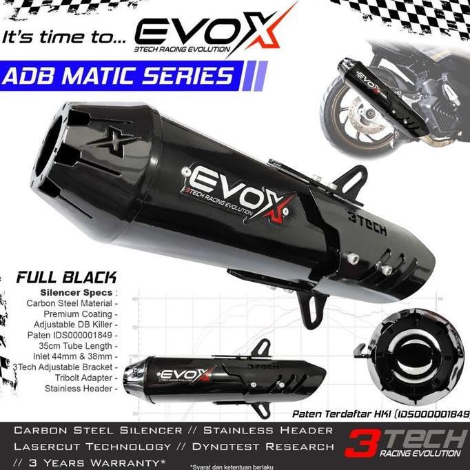 Knalpot Evox ADB MOTOR Matic Series 110cc s/d 160cc FullSystem Bergaransi Resmi 3tech Racing Evoluti
