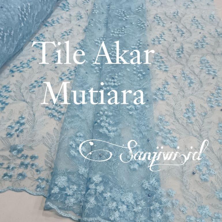 PROMO  kain Tile akar Mutiara gliter/ Bahan brokat gliter mutiara/ Motif Random
