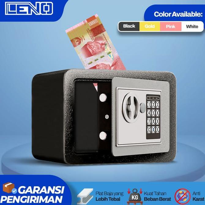 LENO Brankas Mini Besi Digital Sistem PIN Dengan Lapisan Besi Tebal Brankas Uang Pribadi Minimalis E