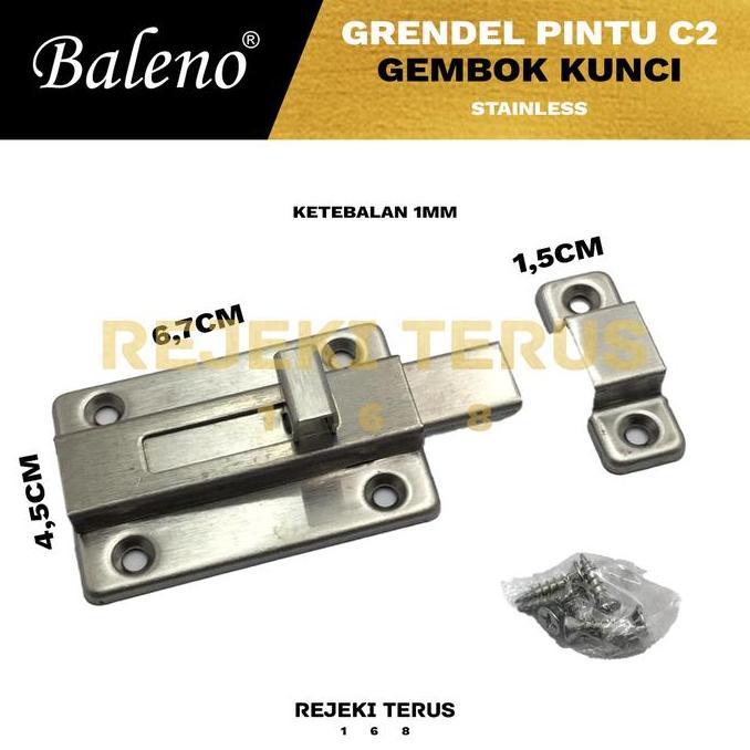 Grendel Slot Pintu C2 Stainless / Pengaman Kunci Kamar Mandi Gembok