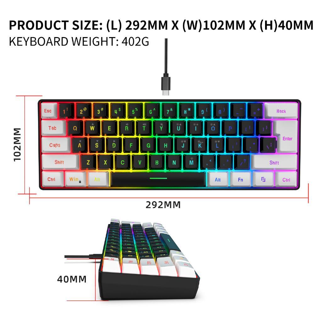 Hxsj V700 Rgb Streamer Wired Keyboard 61 Key Layout