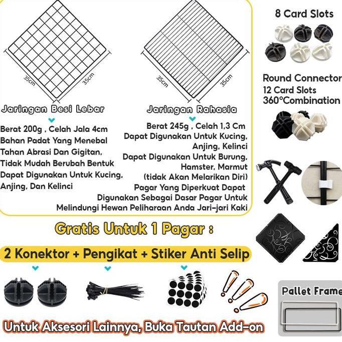 Ravelahilss - Kandang Kucing Pagar 1 Set Kandang Anjing Besar Rumah Kucing Kandang Kawat Hewan Kanda