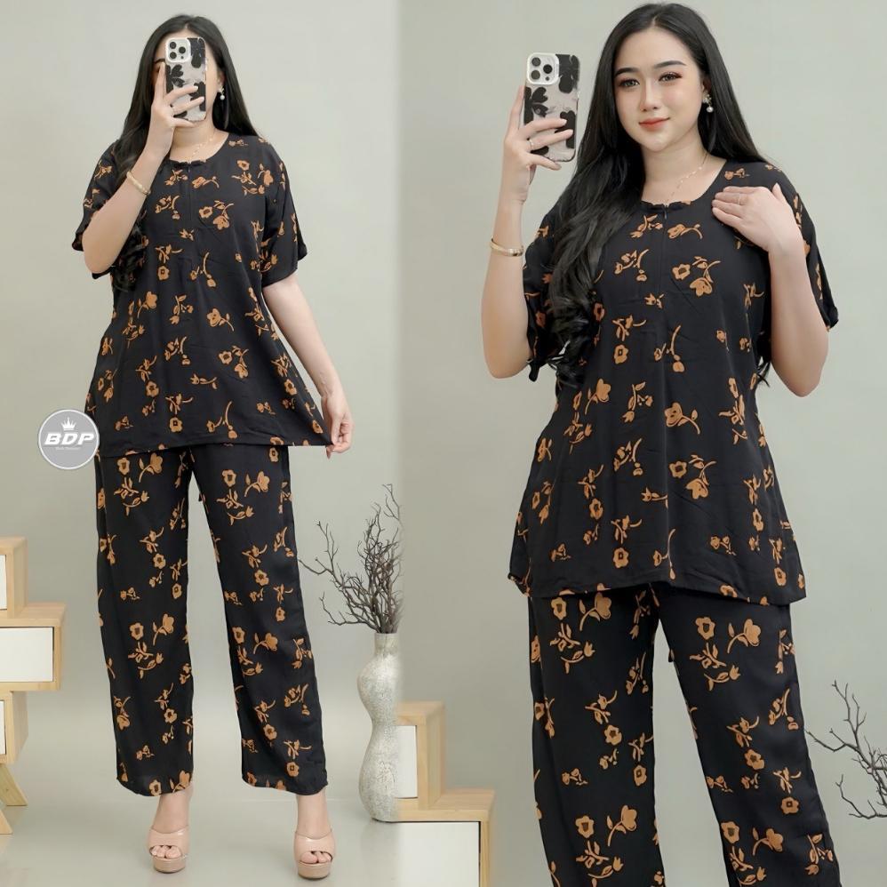 Setelan Piyama Baju Tidur Arab Piyama Arab Resleting Depan One Set Rayon