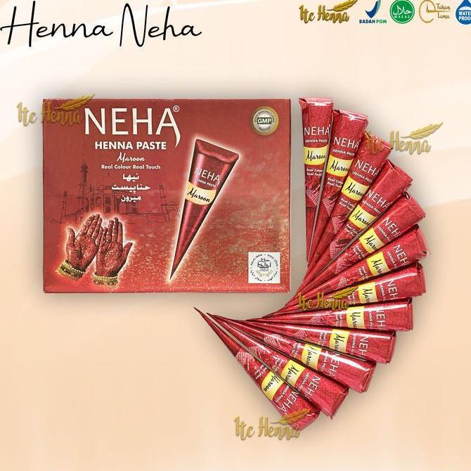 Neha Instan Henna Cone (1 Box isi 12pcs) Warna Maroon