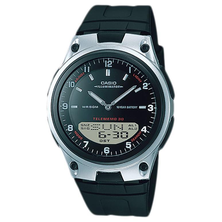 Limited Jam Tangan Unisex Analog Digital Casio Standard Aw-80-1Avdf Aw-80 Telememo 30 Dial Black Res
