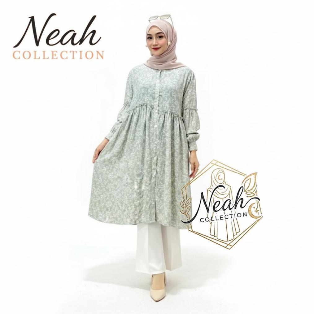 HOT PRODUCT TUNIK NOORA MOTIF BUNGA KEKINIAN PREMIUM FASHION MUSLIMAH ELEGAN / TUNIK JUMBO BUMIL BUS