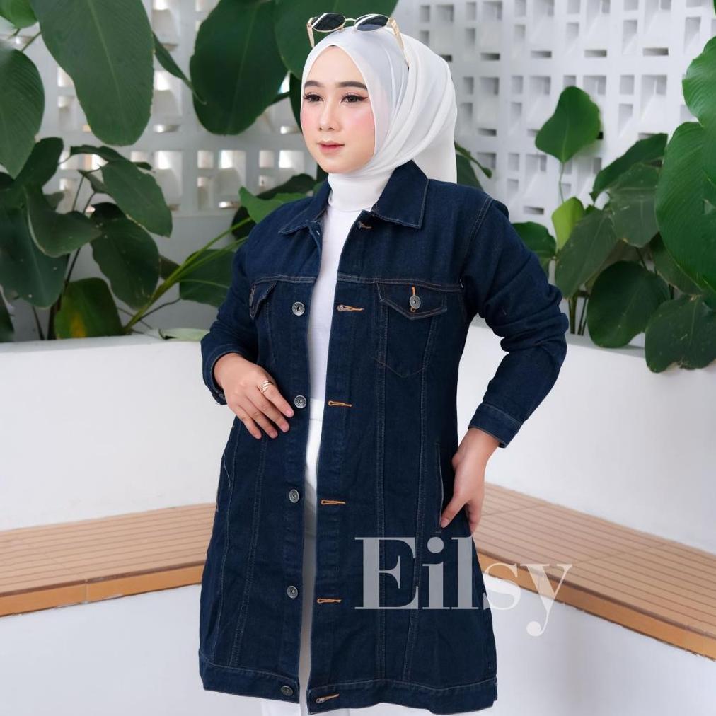 NEW Jaket Jeans Wanita Jaket Tunik Denim Jaket Mantel