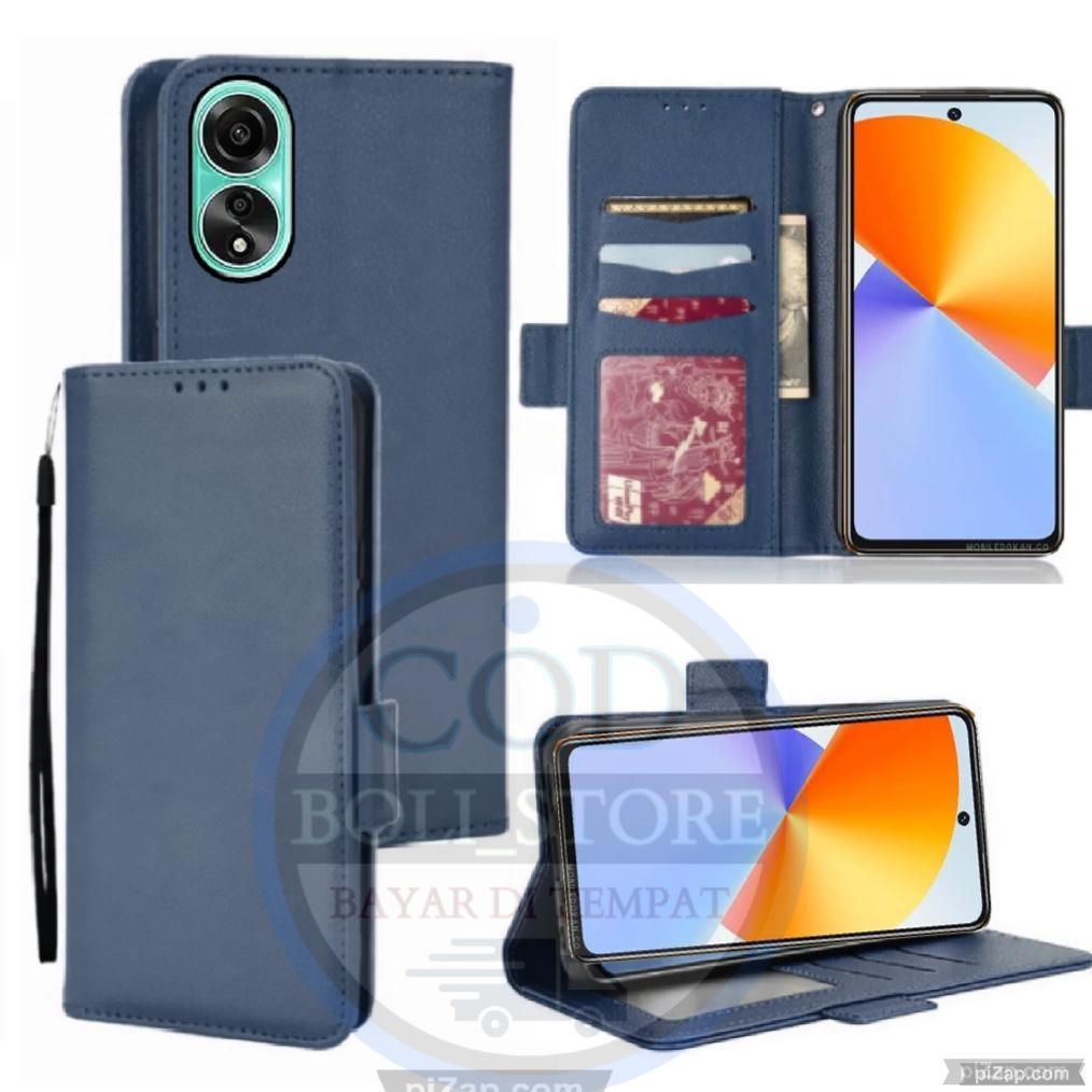promo terbaru case hp oppo a78 5g - casing dompet-flip cover leather-sarung hp