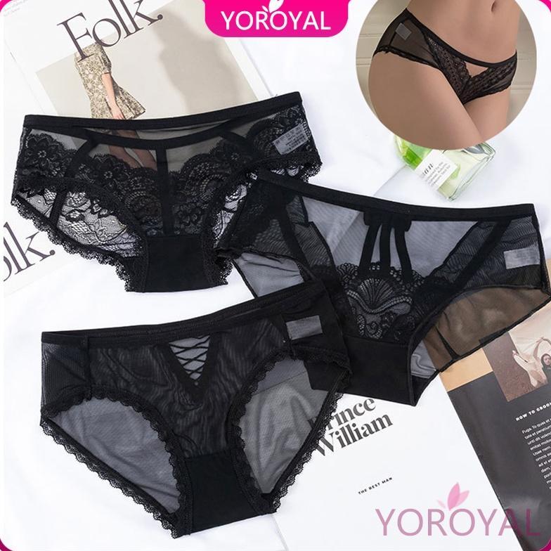 NEW DEALS [COD] YOROYAL Celana Dalam Brokat Renda Halus Dan Modis Cd Transparan /Celana seksi wanita