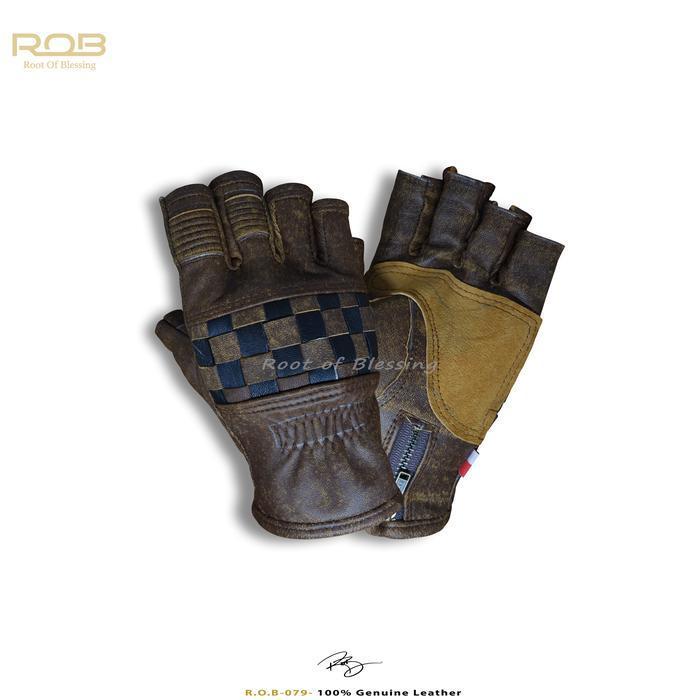 Sarung Tangan Kulit Rusty Motor Pria. Sarung Tangan Kulit Premium Bergaya Retro. Gloves Kulit Garut 