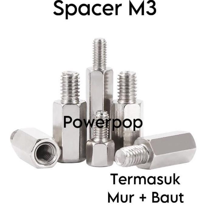 ( Harga 100Set ) Spacer Kaki Pcb M3 1Cm 1.5Cm 2Cm 2.5Cm 3Cm Spicer Stainless High Quality