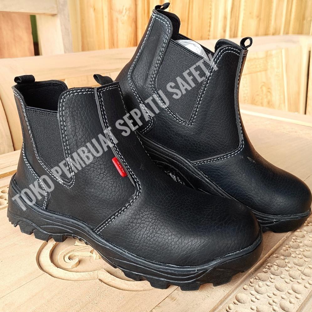 Grade Ori Sepatu Safety Elastis Kulit Sintesis Premium King Skn Ujung Besi Sepatu Safety Proyek Sepa
