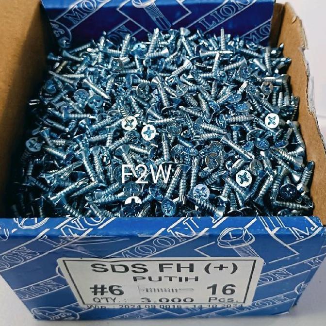 #6X16 SDS FH (+) 6X16 MOON LION SEKRUP DRILLING SDS FH (+) PUTIH ROOFING FH #6X16 BMP27