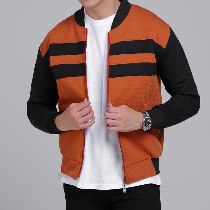 DISKON Jaket Comfy Pria /Kain Diamon Lembut Nyaman / Jacket Basebal Setrip Diamond Kain Sweater Slim