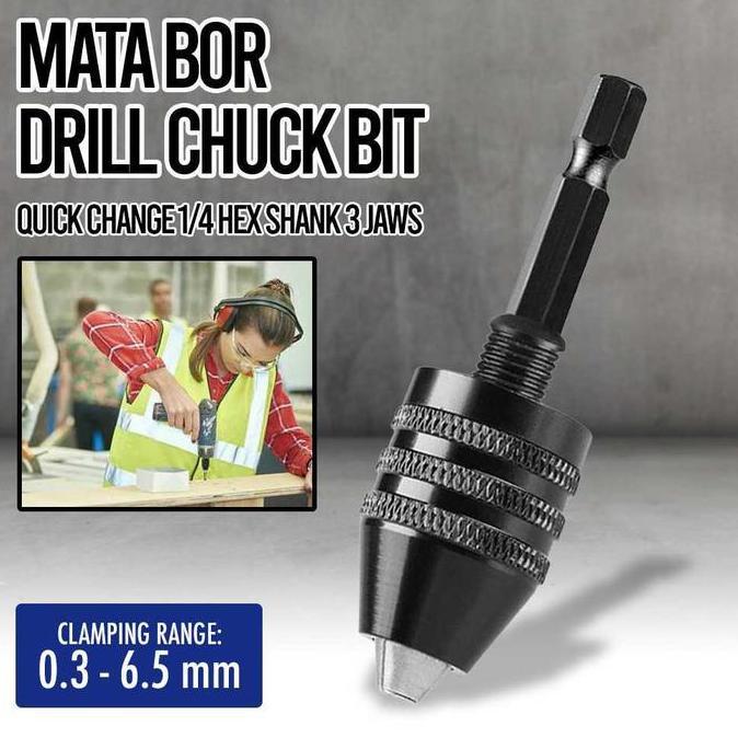 MORVENO Mata Bor Drill Chuck Bit Quick Change 1/4 Hex Shank 3 Jaws - WR091 0.3-6.5mm