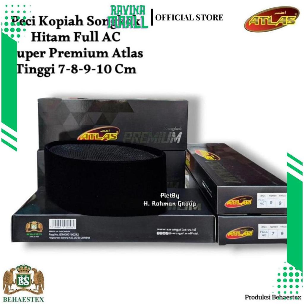 Peci Songkok Hitam - Peci Hitam Atlas Full AC - Peci Atlas Premium Original - Songkok Atlas Premium 