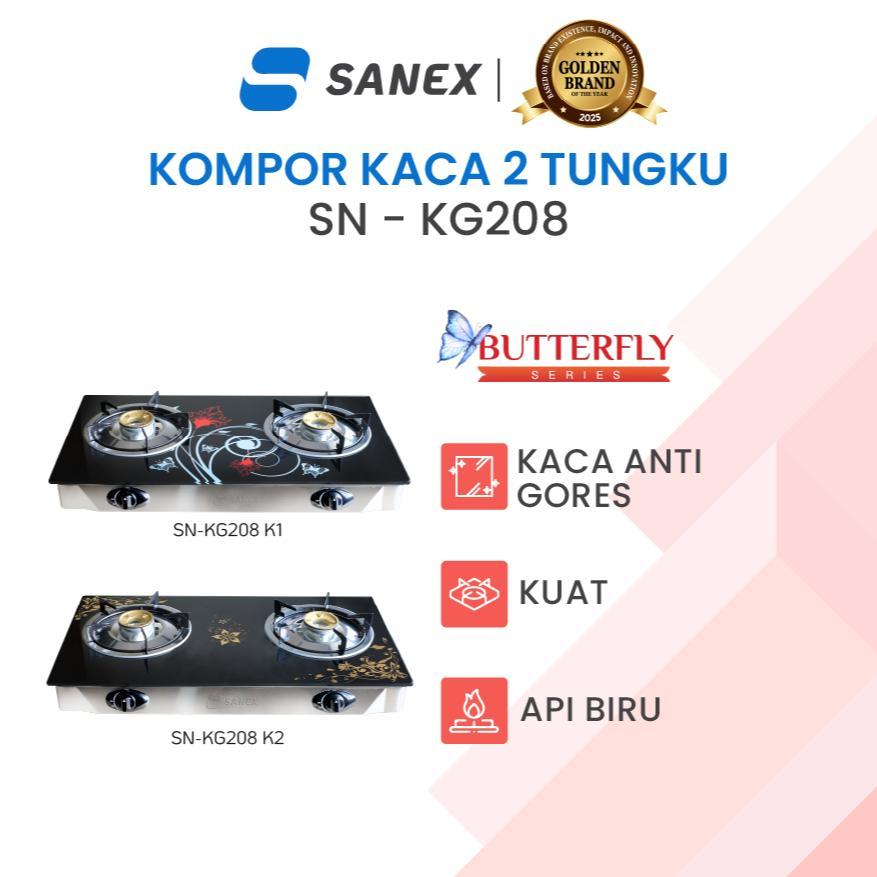 SANEX Kompor Gas Kaca 2 Tungku Butterfly Series SN-KG208