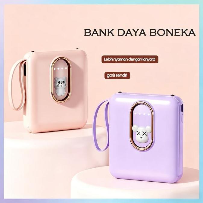 PowerBank Mini 20000mAh Ultimate Backup Battery Cute Kaws Good Quality with 4 Charging Cable Fast Ch
