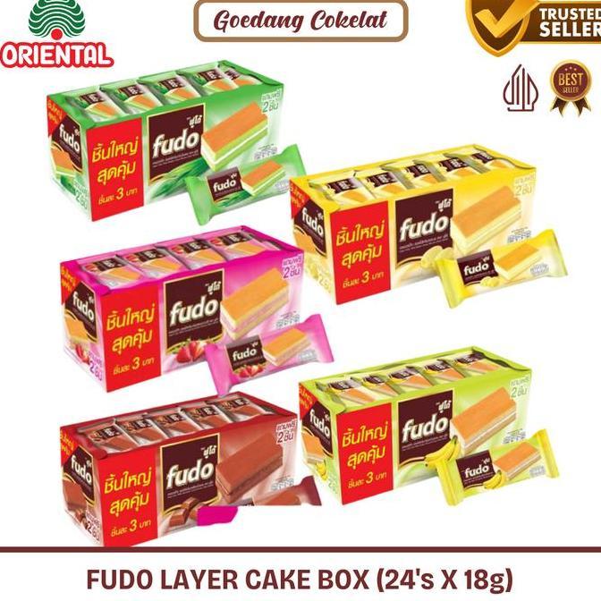 Disc- Fudo Swiss Roll Layer Cake With Cream Flavour Pandan Coklat Chocolate Strawberry Butter 1 Box 