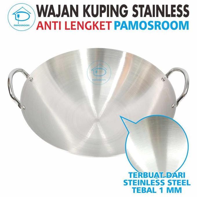fluttersheez Calypso Wajan 43Cm Kuali Wajan Penggorengan Stainless Steel Ukuran 43cm Anti Lengket Di