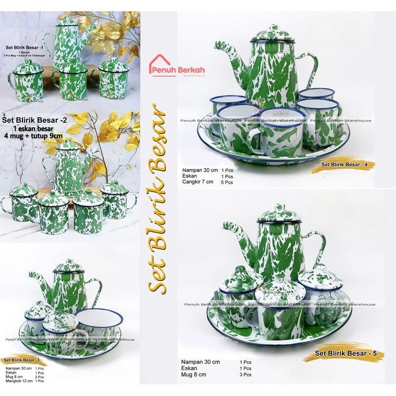 Set Teko Dan Mug / Teko Set Eskan + Mug 9Cm / Set Eskan Blirik  / Teko Dan Cangkir Set Jadul / Set J