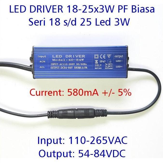 Trg- New- Led Driver 3W 580Ma 18-25X3W Wp Pf Biasa