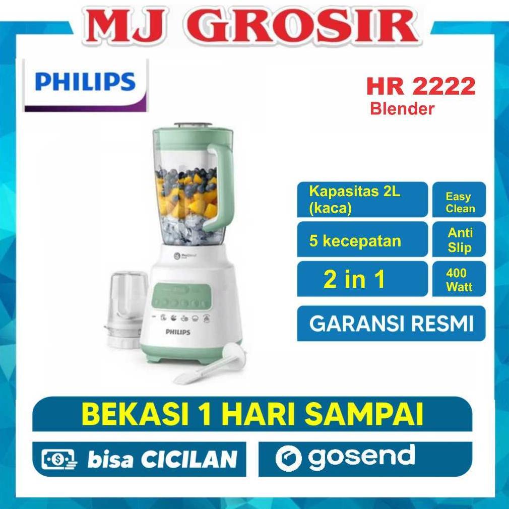 BLENDER PHILIPS HR 2222 2 IN 1 SERBAGUNA BAHAN KACA 1.5 LITER