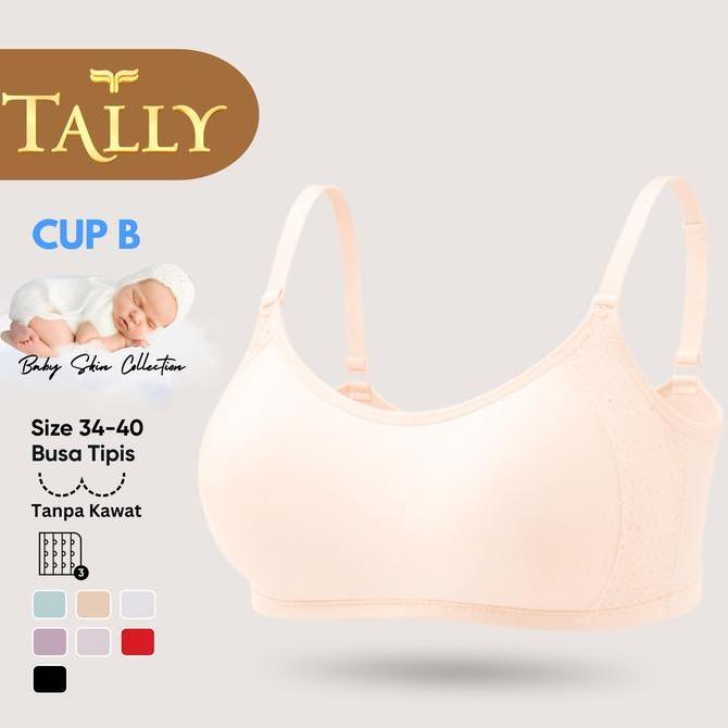 Intm- Tally Bra Tanpa Kat Busa Tipis Bahan Katun P Baby Skin Cup B Kait 3 Daily Bra Bh 3139 Sarwenda