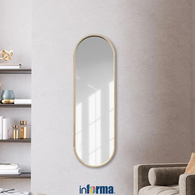 CLEARANCE SALE - Informa 50X100 cm Cermin Dinding Wooden Oval Kaca Rias Dekorasi Ruangan Pantulan Di