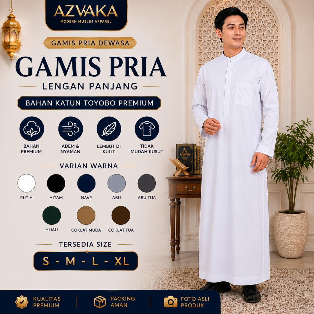 HOT DEALS jubah gamis polos pria laki laki dewasa lengan panjang bahan toyobo warna putih hitam abu 