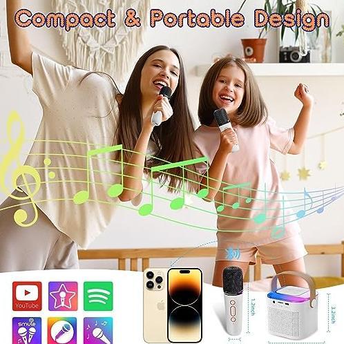 NEW DEALS Mini karoke Speaker Bluetooth 2 mic / Mini karoke Speaker Bluetooth Portabel Penuh Bass / 