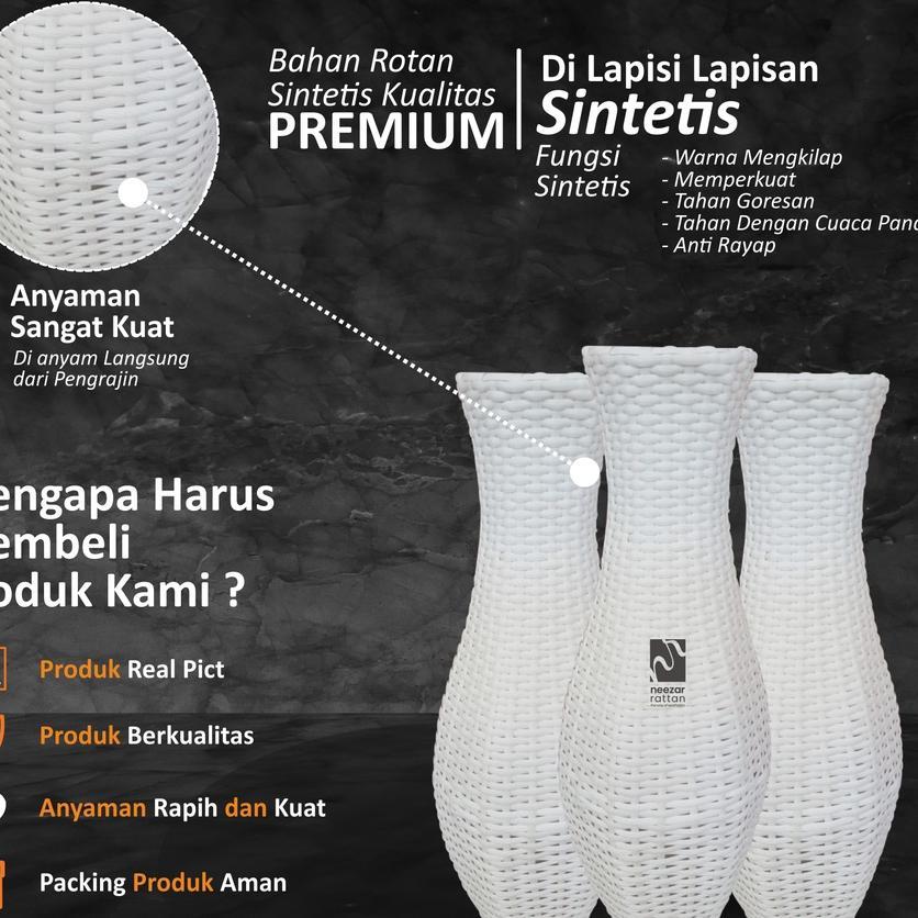 Vas Pot Guci Tempat Bunga Dari Rotan Sintetis Tinggi 60 Cm