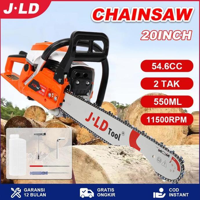 Terlaris Jld Mesin Potong Kayu 54.6Cc Mesin Sinso Chainsaw 2-Tak 20Inch Gergaji Potong Pohon Kayu Ge