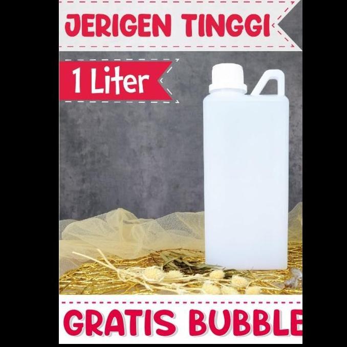 FLASH SALE - ( 1 PACK ) Jerigen 1 Liter Tinggi / Botol Plastik 1 lt / Jerigen Tinggi 1 liter Natural