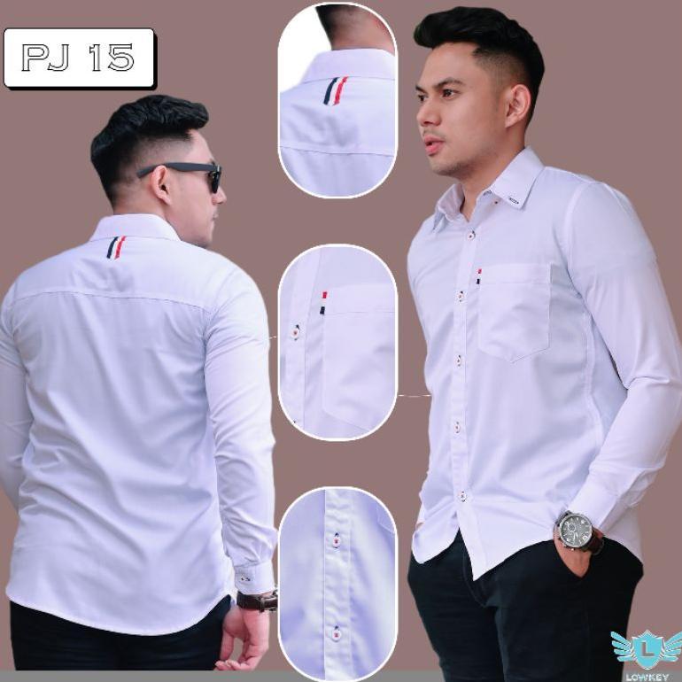 Lowkey Kemeja Slimfit PJ 15 Putih | Kemeja Pria Lengan Panjang Kemeja Putih Cowok Keren Kemeja Pria 
