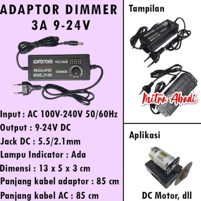 Promo Adjustable Power Adapter Dimmer / Adaptor Dimmer 3A Ac - Dc 9 - 24V Cod