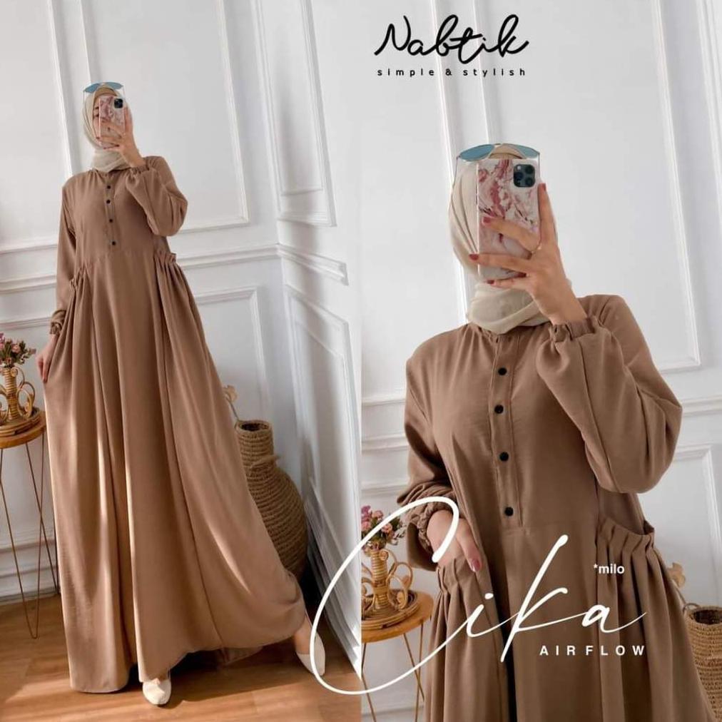 BEST DEALS Dress Crinkle/Gamis chika Crinkle Premium/Gamis Polos Kekinian
