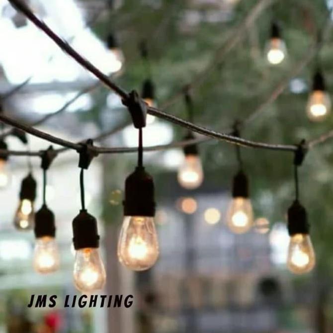 Fitting Lampu Gantung 10METER+ 20 FITTING Lampu Outdoor Cafe