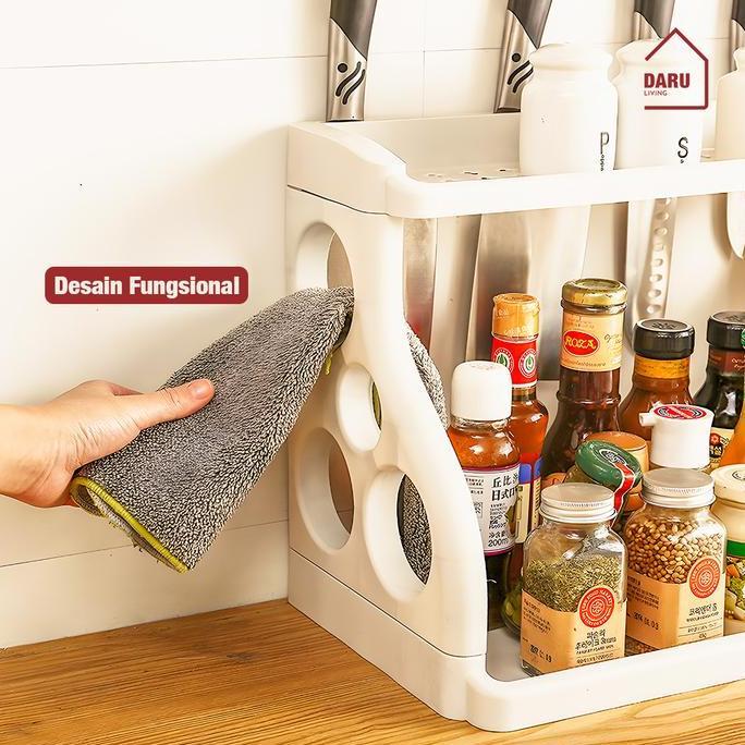 df_store3- DARURAKKU - Rak bumbu dapur 2 susun besar/Rak piring/ Rak plastik minimalis/rak piring 2 