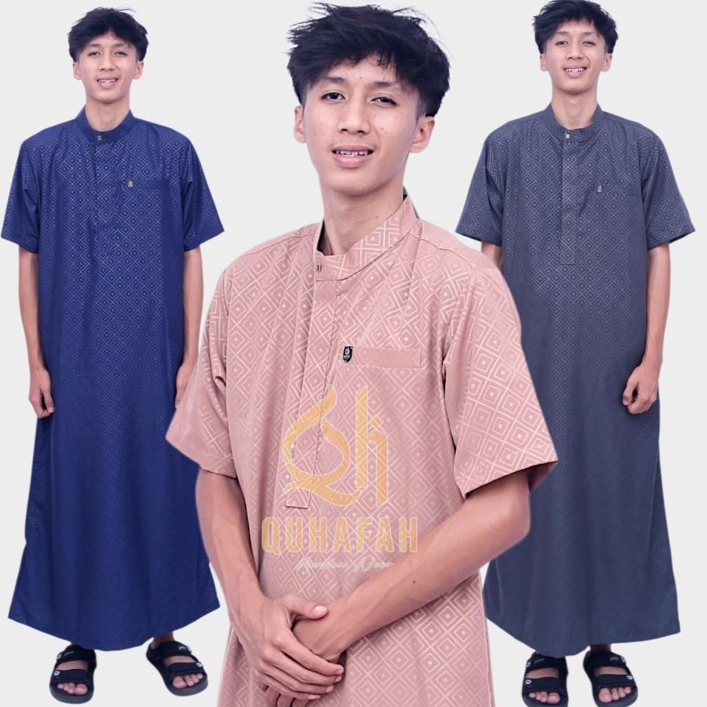 LIMITED JUBAH GAMIS PRIA SLIMFIT TERBARU AL MAJID || JUBAH KATUN EMBOSS PREMIUM LENGAN PENDEK || JUB