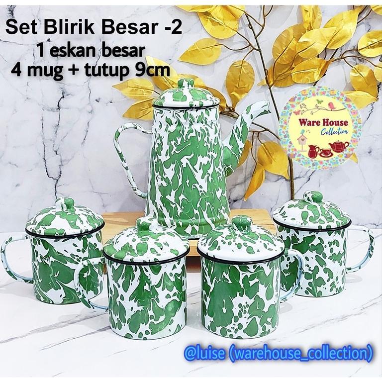 Set Teko Dan Mug / Teko Set Eskan + Mug 9Cm / Set Eskan Blirik  / Teko Dan Cangkir Set Jadul / Set J