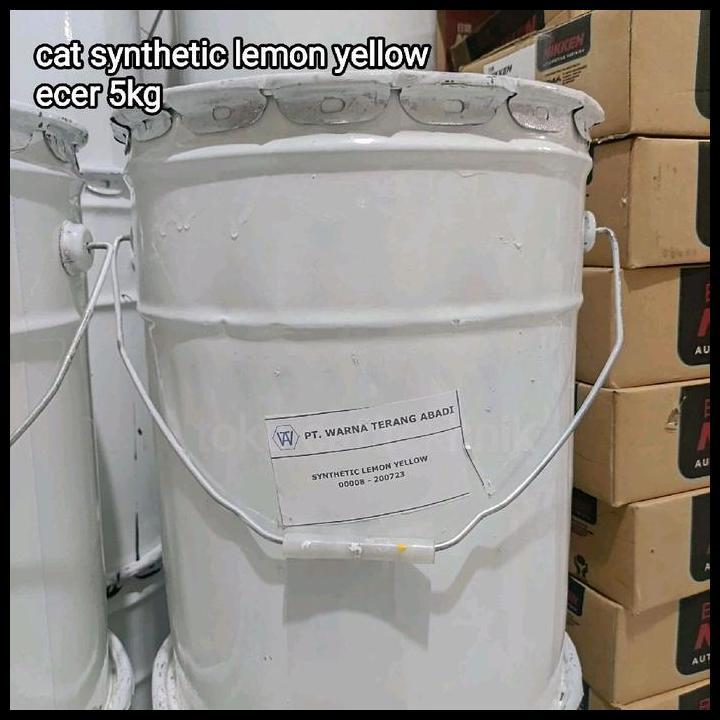 Terlaris Cat Synthetic Lemon Yellow Ecer 5Kg - Cat Besi Dan Kayu - Cat Minyak 5Kg