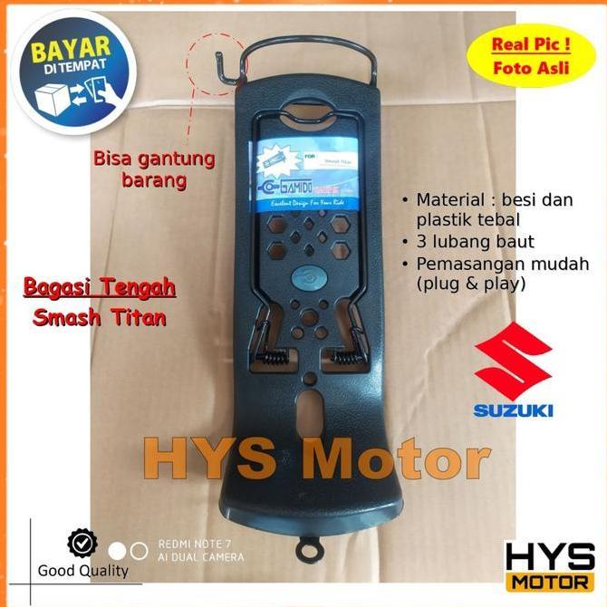 BAGASI JEPIT TENGAH SMASH TITAN - PENJEPIT DAN GANTUNG BARANG VARIASI AKSESORIS MOTOR SUZUKI BAHAN B