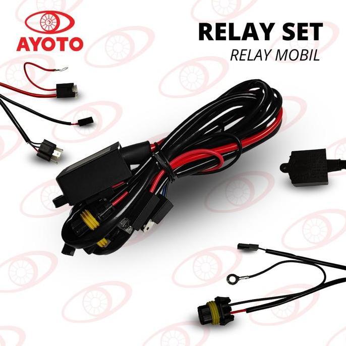 Kabel Relay Set Lampu Mobil Motor Led & Hid H4 Hi Low / Biled Projector Ayoto