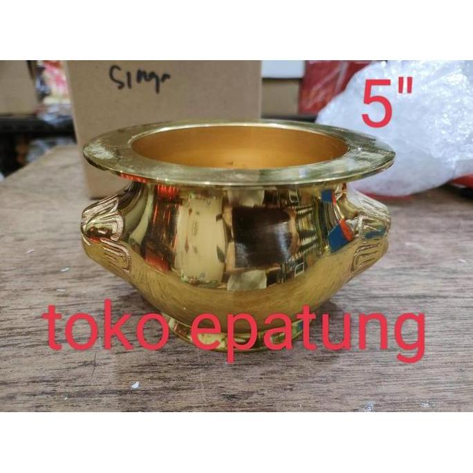 hiolo hiulo hio lo kuningan kepala singa tempat dupa 5 inch