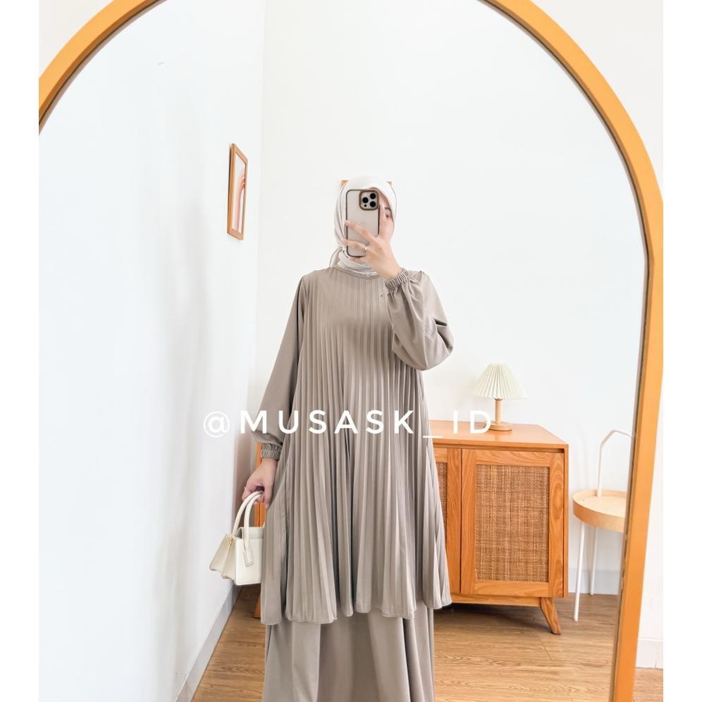 FLASH SALE TUNIK PLISKET / SETELAN PLISKET / ONESET PLISKET POLOS / SETROK PLISKET / SETELAN GAMIS P