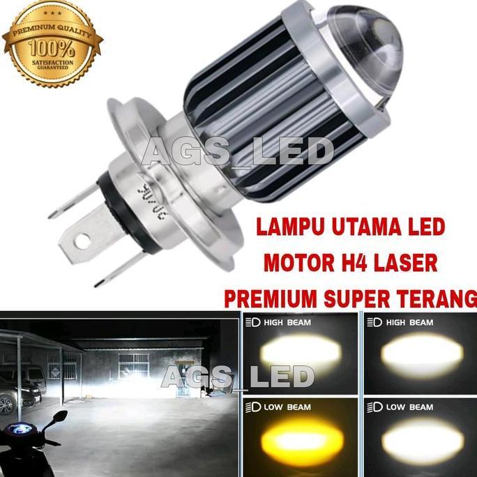 Bohlam Utama Led Motor H4 Laser Super Terang / Lampu Utama Led Laser H4 /Lampu Deoan Motor H4 /Lampu